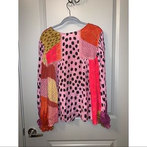 Anthropologie Multi Print Peasant Blouse